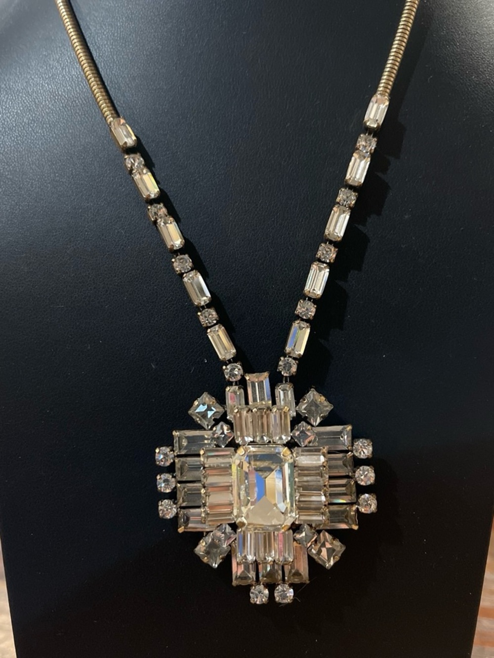 J. Crew Gold-Tone Clear Crystal Statement Pendant Necklace